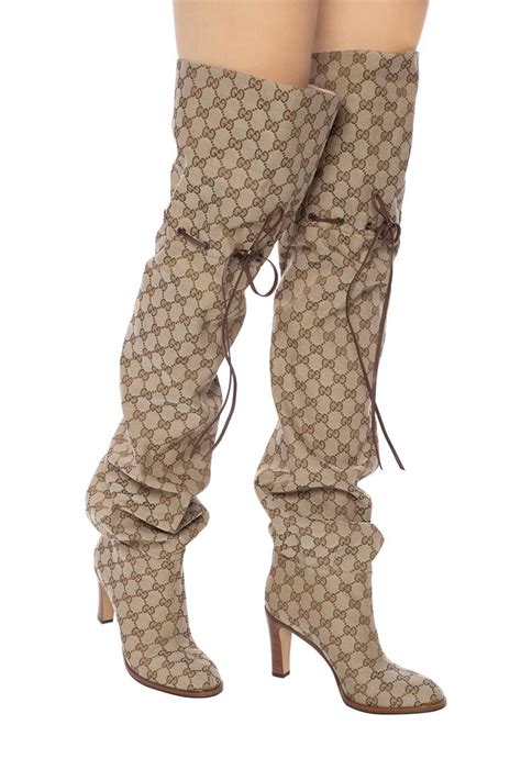 gucci monogram boot|gucci print thigh high boots.